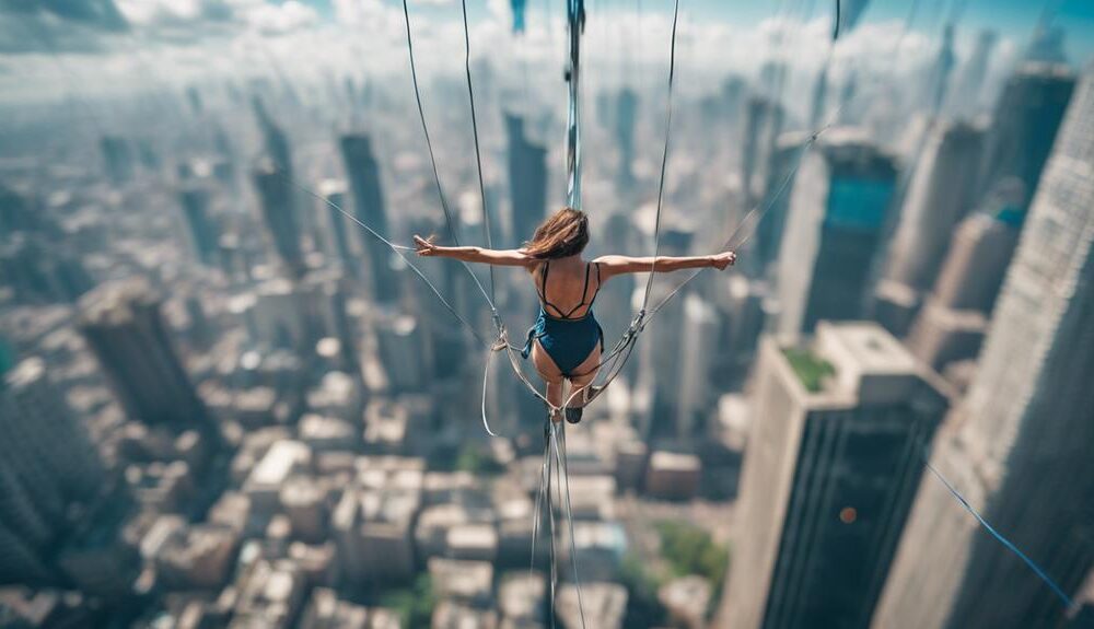 tightrope walker between towers