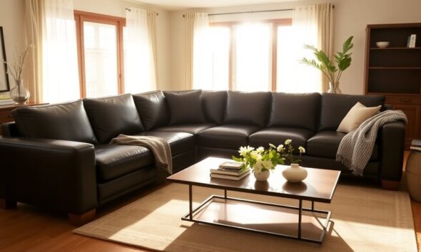 stylish leather sectional sofas