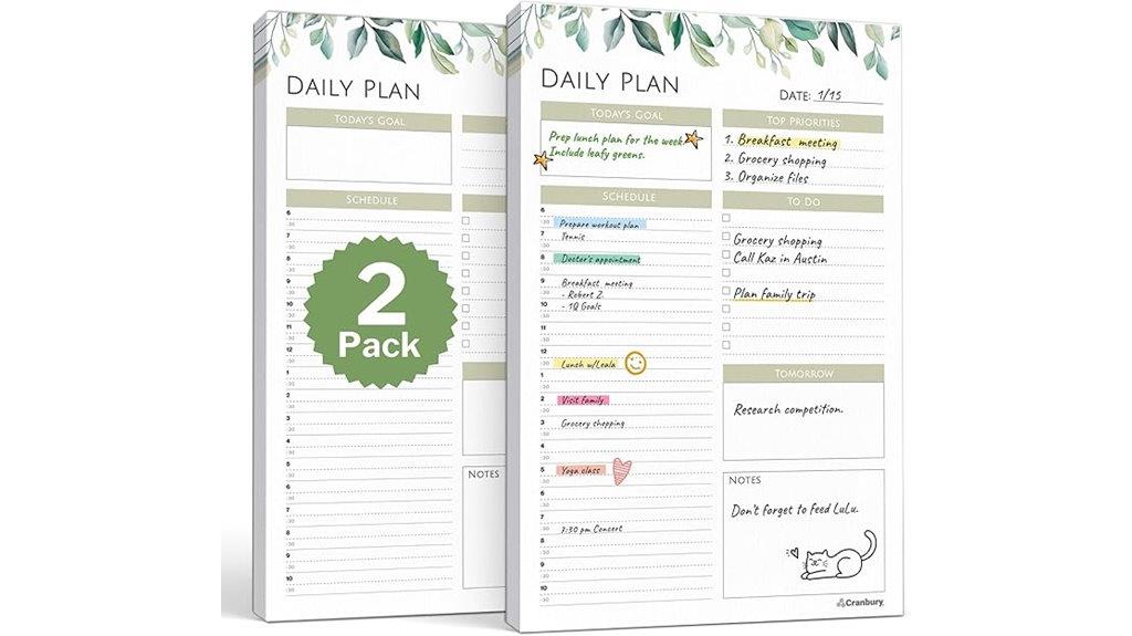 cranbury daily planner notepads