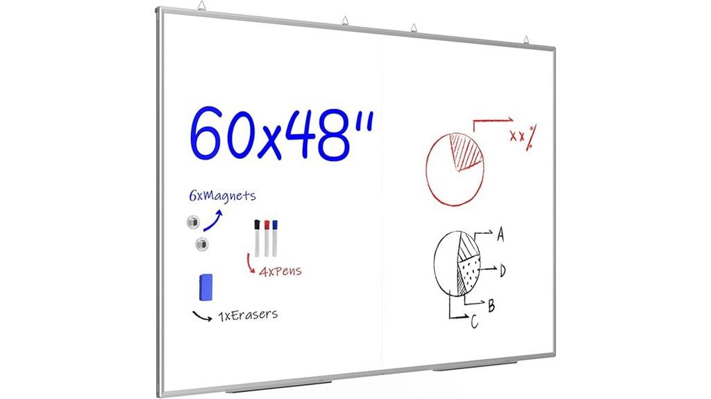 large magnetic whiteboard with accessories