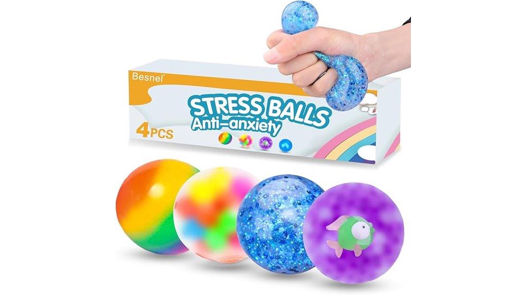 set of four squeeze stress balls