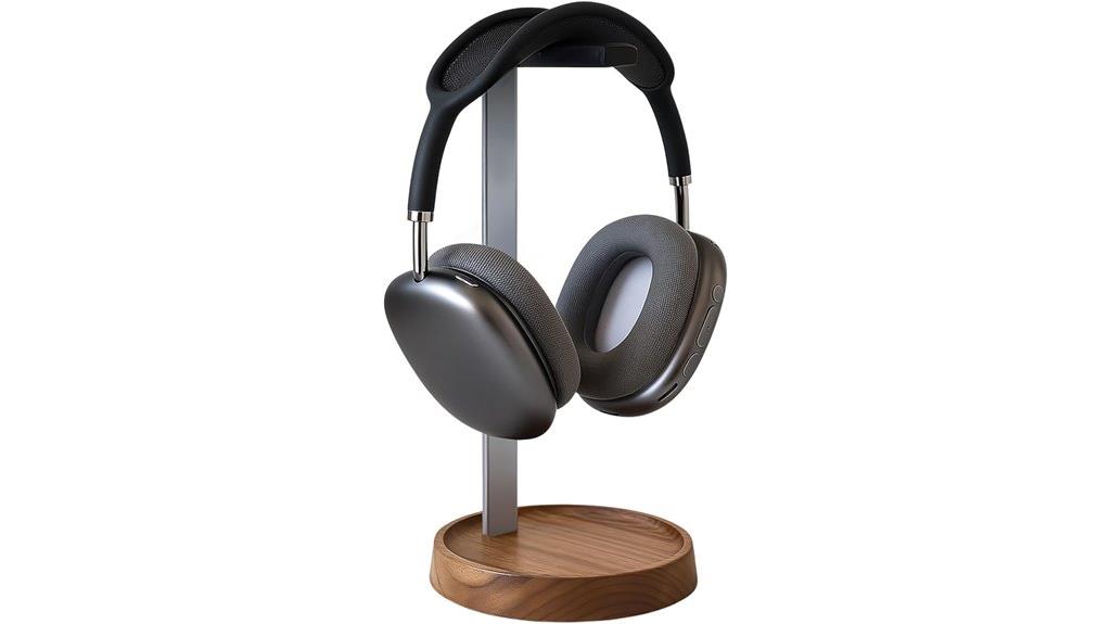 walnut headphone stand storage