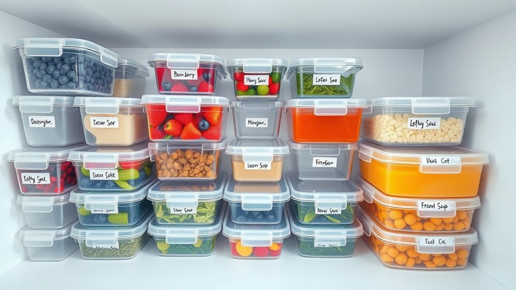use see through labeled containers