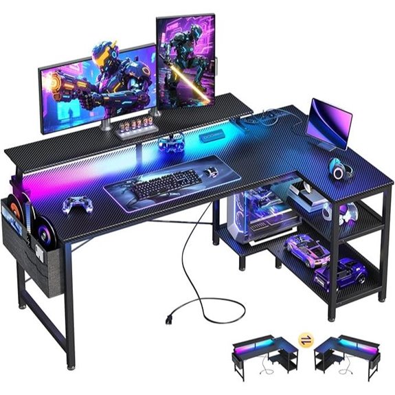 ODK 48-Inch Gaming Desk with USB & LED Lights
