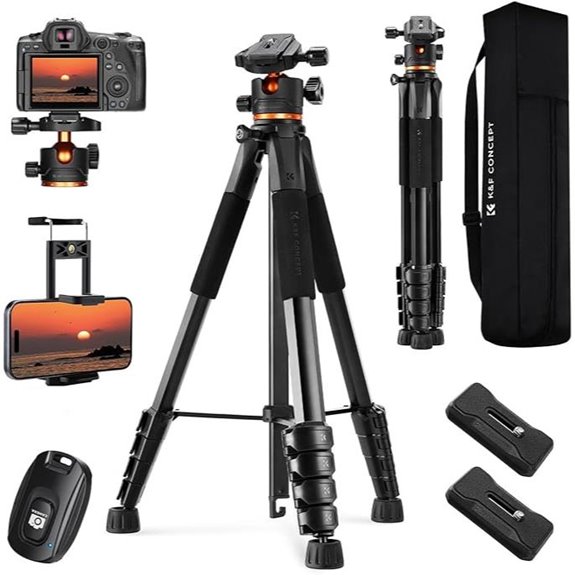 K&F Concept 75in Travel Camera Tripod with Remote