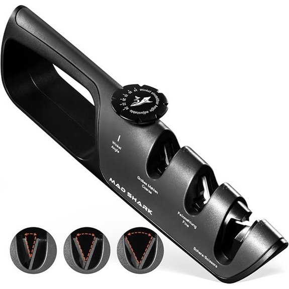 MAD SHARK Adjustable Knife Sharpener with Coarse & Fine Settings