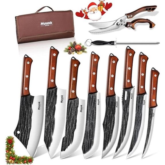 Huusk Butcher Knife Set with Bag and Carving Knives