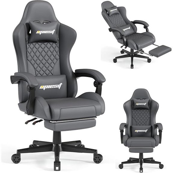 Ergonomic Gaming Chair with Footrest and Lumbar Support