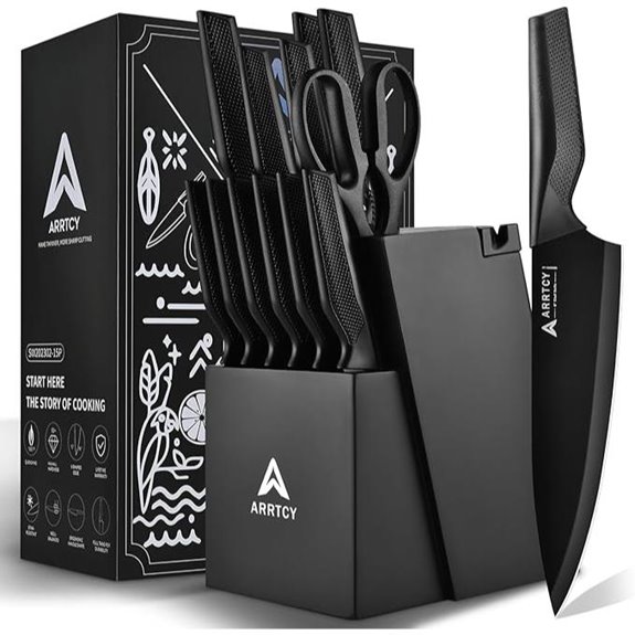 15-Piece German Knife Set with Sharpener and Block