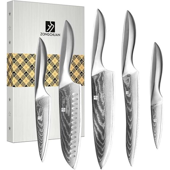 Damascus Chef Knife Set 5 Pieces High Carbon Steel
