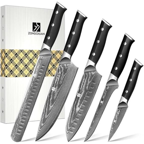 Damascus Chef Knife Set - 5 Pieces in Gift Box