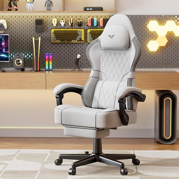 Soontrans Linen Gaming Chair with Footrest and Lumbar