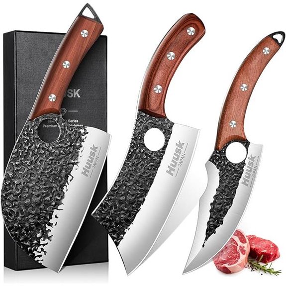 Huusk 3-Piece Hand Forged Kitchen Knife Set