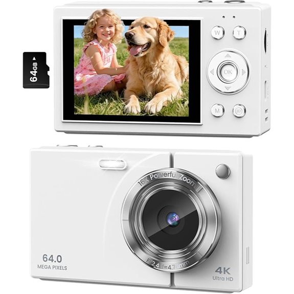 4K Kids Digital Camera with 64MP and 16X Zoom