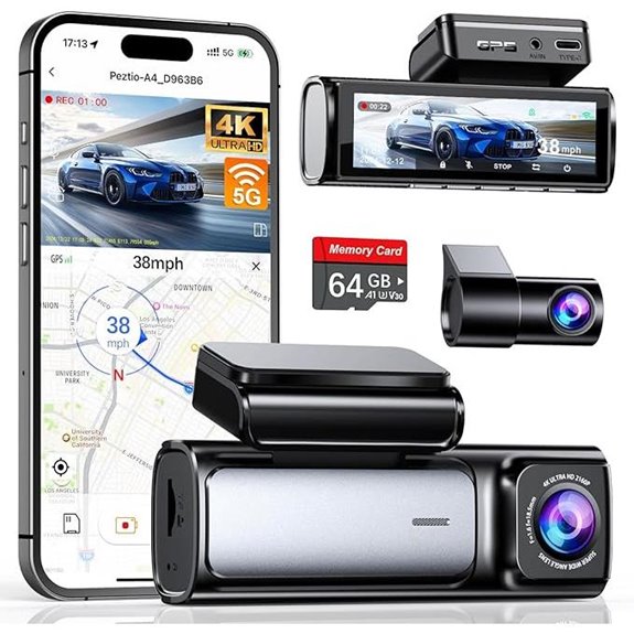 4K Dual Dash Cam with GPS and Night Vision