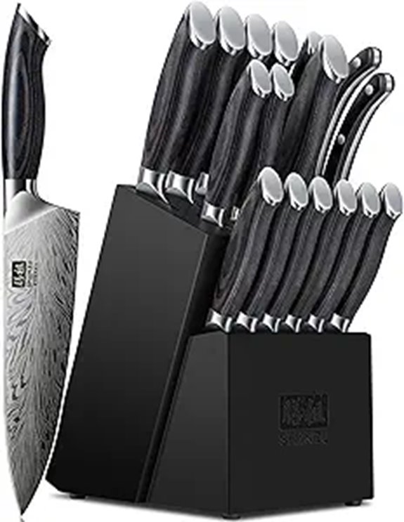 SHAN ZU 16-Piece Japanese Knife Set with Pakkawood Handles