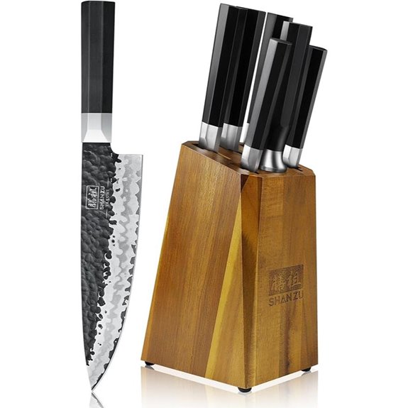 SHAN ZU 7-Piece Japanese Knife Set with Block