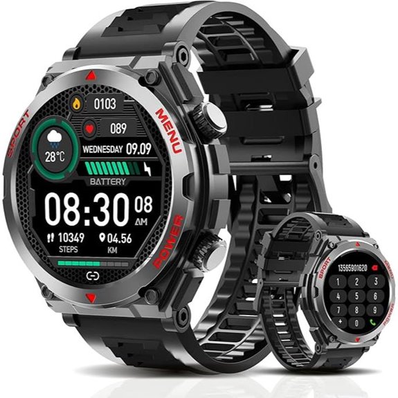 Military Smart Watch with Heart Rate and Activity Tracking