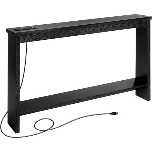 ZGREN Narrow Sofa Table with Charging Outlets