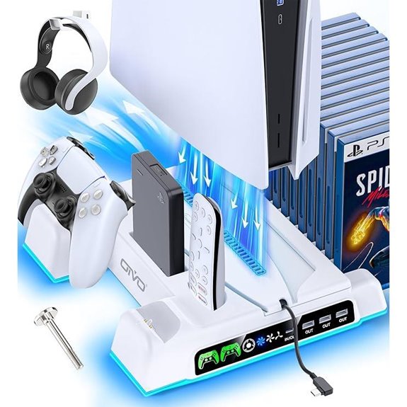 PS5 Cooling & Charging Station with LED Controller