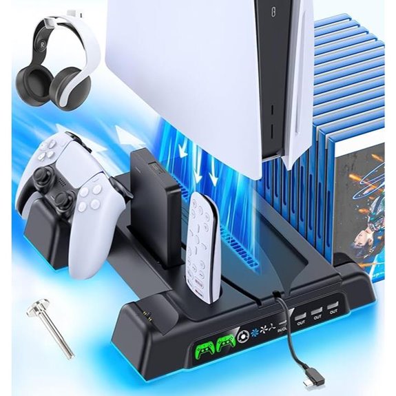 PS5/Slim/Pro Stand with Cooling & Charging Station