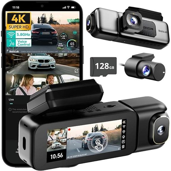 BOTSLAB 3-Channel 4K Dash Cam with 128GB Storage