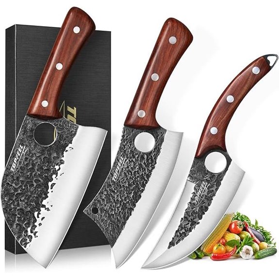 3-Piece Butcher Knife Set for Cooking and Camping