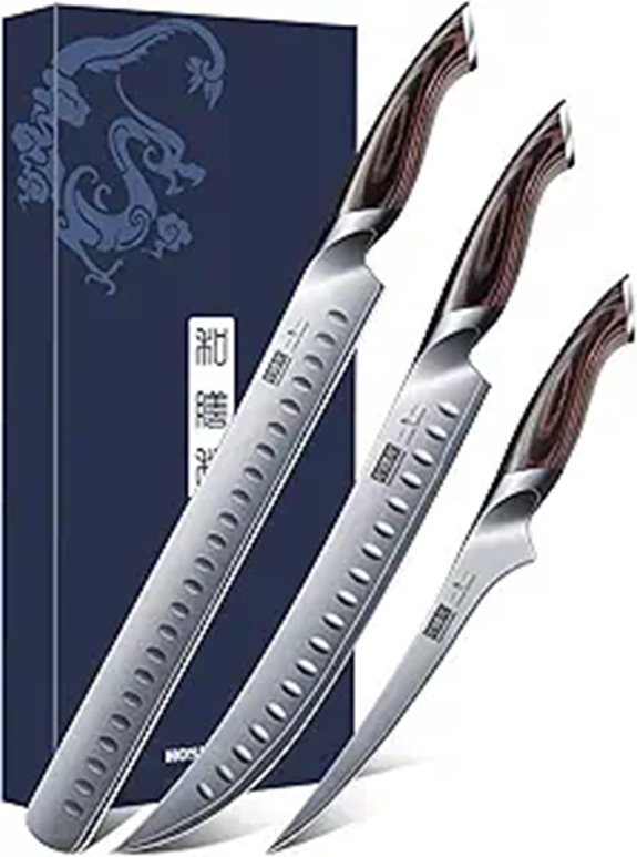 HOSHANHO 3-Piece Carving Knife Set with Pakkawood