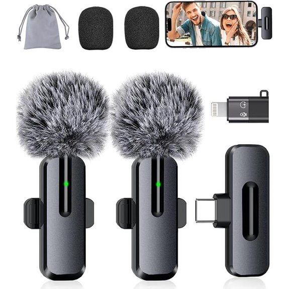 Wireless Mini Microphone for iPhone and Android (2-Pack)