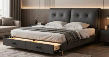 top king bed storage